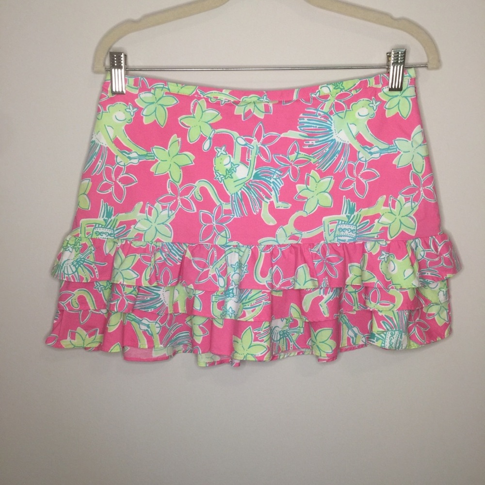 Lilly Pulitzer White Tag Monkey Ruffle Skirt